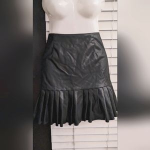 vegan leather pleated skirt